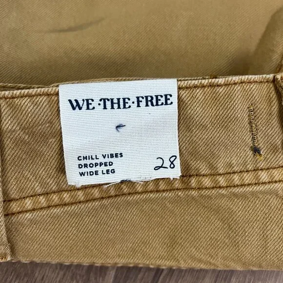 NEW Free People We The Free Chill Vibes Dropped Wide Leg Mustard Scout Jeans - Picture 11 of 12